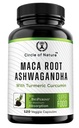 Maca Root, Ashwagandha Root Extract, Kapsle pro muže a ženy s kurkumin a bioperine 120 Kapsle Made in USA