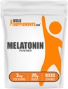 BulkSupplements.com Melatonin Powder - čistý melatonin, spánková pomoc pro dospělé - Vegan & gluten Free, 3 mg na porci, 25g (0, 88 oz) (balení po 1)