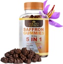GOLDEN SAFFRON, Saffron Gummies Obsahuje 88.5 mg. Čistý Saffron Extract + GABA, Vitamin D2, Vášeň Květ a St. John 's Wort, pro holistické Wellness, Cherries Flavor Vegan
