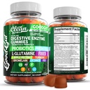 Čisté nutraccis trávicí enzymy s probiotika a prebiotika pro trávicí zdravotní gumy & L- glutamin pro Gut Health Bromelain Apple Pectin Inulin FOS Plant Based Vegan Gummy Vitaminy