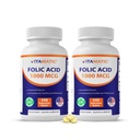 Vitamatická kyselina listová 1000 mcg (1 mg) - 240 Vegetariánských tablet (balení po 2) 1667 mcg DFE - Vitamin B9 pro prenatální, srdeční a buněčné zdraví