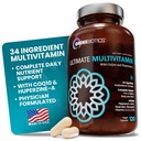OmniBiotics Ultimate Daily Multivitamin pro ženy a muže - 34 esenciální složky včetně vitaminu A, C, D, E, B6, B12, Biotin, zinek - 120 Veganské kapsle