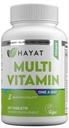 HAYAT Vitamíny Vegan Natural Multivitamin, Denní Vitamíny s vitaminem A, C, D, E, B1, B2, B3, B6, B12, Biotin, zinek a další, 2 Měsíční dodávky, Všechny přírodní, Certified Halal, 60 Tablety, Made in USA
