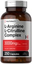 Horbäach L- Arginine L- Citrulline Complex CLAS124; 3000mg CLAS124; 250 Kapsle CLAS124; Non- GMO, gluten zdarma dodatek