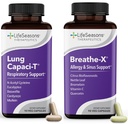 LifeSeasons Breathe-X s Lung Capaci-T - Alergie & Respirační podpora - Rychle působící sinusová úleva - Zvyšuje kapacitu kyslíku a snižuje Mucus - 180 Kapsle