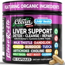 Clean Nutraceuticals Vyčištění jater Detox & Opravě124; Doplněk k mléčnému bodláku + NAC, TUDCA, Kořen pampelišky, Artyčoky, Choline, Ginger, Beet Root, Burdock, Taurin, Podpora jater 90 Kapsle