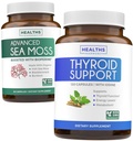 Balení štítné žlázy a Moss - Sea Moss štítné žlázy Pack - štítné žlázy podpora s jódem (120 kapslí) a Irské moře Moss Kapsle - Surový vegan dodatek s BioPerine (Non- GMO & Organic)