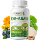 Oko + Mozkové doplňky pro paměť a zaměření, Lutein 40 mg, Zeaxanthin, Astaxanthin, Bilberry, Lví hříva, Bacopa Monnieri, Ginkgo Biloba, 14 v 1 Oční vitaminy pro dospělé a seniory 120 Kapsle