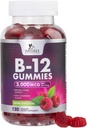 B12 Vitamíny Energetické žlaby 3000 mcg - Extra síla B 12 Gummy pro podporu metabolismu a imunitního systému - Žvýkací dieta B12 Doplňky pro dospělé a děti Kofein zdarma Gummy Vitamin - 120 Gummies