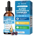 15- in-1 Lipozomální vitamin B Complex Pro, Sugar- free B Complex Drops with B1, B2, B3 Niacinamid, Cholin, B5, B6, B7 Biotin, Inositol, Folát, B12, Zinek, Lutein, Zeaxanthin, Taurin & Vit. C, 2 fl oz