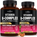 Vitamin B Complex pro muže a ženy - Made in USA - B-Complex: B1, B2, B3, B5, B6, B7, B8, B9, B12 with Vitamin C, Cholin, Inositol - Energy, Brain & Heart Supplement - 120 Vegan Kapsle