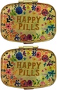AmyZone Metal Pill Organizátor Cestování Friendly Přenosný Kompaktní Pill Box Roztomilý Pill Pouzdro pro držení vitaminů / Tylenol / Rybí olej / Doplňky / Dávky / Tablet pro kabelku / Kapsa (Happy Pills 2 ks se zrcadlem uvnitř)