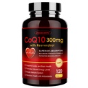 ZEBORA CoQ10-300mg s trans- resveratrolem, PQQ & vitaminem E - vysoce absorpční koenzyme- Q10 s BioPerine - Výkonný antioxidant pro srdeční a energetickou výrobu, 120 Veggie Kapsle