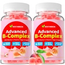 Organic Methylovaný vitamin B Gummies: Přírodní komplex doplněk s B1 B2 B3 B6 B7 B9 B12 Plus D3 zink Magnesium Ashwagandha Omega3 - Energetická podpora pro práci dospělých žen (120Count)