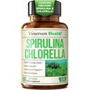 Organic Spirulina a Chlorella Kapsle - Spirulina Kapsle s Chlorella Powder pro imunitní, antioxidant a podporu energie. Výživné Super Green. Vegan & Non-GMO. Třetí strana testována. 60 Caps
