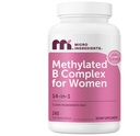 Micro Ingredience Methylovaný B komplex pro ženy, 240 Vegetariánských kapslí 1 4; Activated B Vitamíny s methylfolátem, methyl B12, DIM & Inositol Complex 124; 14- in-1 Bioactive B Vitamin Formule