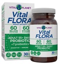 Vital Planet - Vital Flora Dospělí Více než 50 Denní Probiotic 60 Milionů CFU, 60 Diverse Straines, 7 Organic Prebiotics, Imunitní podpora, plyn, Digestivní zdraví Probiotika pro ženy a muže, 30 Kapsle