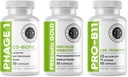 Střevní pevnost Gut doplněk zdraví Bundle - PREbiotic Gold, PRO-B11, Phage 1 - w / Gold Kiwifruit Pectin, SCFA, a 22 Milion CFU pro podporu mikrobiomů, gluten, Soy, & Dairy- Free Kapsle