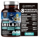Čisté Himalájské Shilajit pro ženy a muže [50% Fulvic Acid] Lepší než Resin s Ashwagandha, Ginseng, Turmeric, Gingko Biloba, Pálení Nettle, Cordyceps na podporu energie a imunity, 60Caps