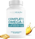 PURECHEALTH VÝZKUM Kompletní Omega 3 Fish Oil Softgels - Omega-3 Doplňky mastných kyselin - Dodatek EPA DHA - Non- GMO- 90 Soft Gels
