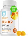 Dr. MORITZ Vitamin D3 Gummies (5000 IU) s K2 - pro dospělé a děti - Vitamin D3 K2 Gummies pro imunitní podporu a zdraví kostí - Vegan, cukr zdarma, gluten zdarma (60 Počet)