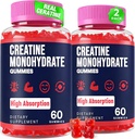 Tvorba monohydrát Gummie pro ženy a muže, Taurin & B6, Žvýkací Creatina Pre Workout Gummies pro Max Strength & Muscle Growth, Energy, Endurance, Creatine pro muže a ženy - 2 Lahve