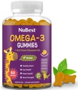 NuBest Omega 3 Gummies for Kids & Teens with Flaxseed Oil Oil 124; Podporuje Brain Growth, Mental Clarity, Focus, and Eye Health OF 124; No Add Sugar OF 124; Orange Flavor 124; 60 Premium Vegan Gummies 124; 1 Month Supply