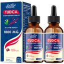 TUDCA Játra Support Drops 1800mg - Výkonný doplněk jater s bile soli, NAC, Schisandra a Pampeliška, Játra Detox & Opravy - Fast- Absorbing, Sugar- Free, Alcohol- Free - 4 Fl.Oz