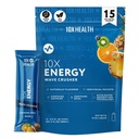 10X Zdraví - Energy Wave Crusher - Energetický nápoj s 200 mg kofeinu, BCAA, B Vitamíny, Zrychlená absorpce - Tropické Punch Pre- Workout drink - 15 Pick Mix Packets (Wave Crusher - Energy)