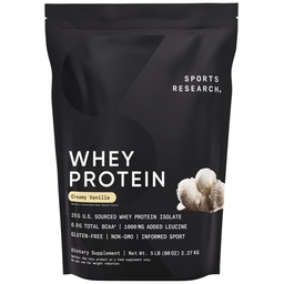 Sports Research Whey Protein Isolate - Sports Nutrition Protein Powder 25g per Serving - 5lb Bag Whey Protein - Vanilla Flavor - Bulk Protein Powder, 56 Servings