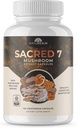 Naturealm Sacred 7 Organic Houby Powder for Coffee - Premium Houbový dodatek Směs s Lions Mane, Reishi, Chaga - USDA Organic Daily Wellness Blend (120 Počet (balení po 1), Sacred 7)