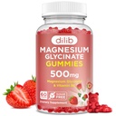 Glycinát hořečnatý Gummies 500 mg - doplněk hořčíku s vitaminem B6 pro dospělé a hořčík pro děti - Klidná hořčík pro spánek, nálada, podpora svalů - Jahodová příchuť, 60 žvýkaček