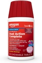 Basic Care Dual Action Kompletní, Žvýkací kyselina Reducer Plus Antacid Tablety, Berry Flavor, Heartburn Medicine, Acid Indigestion Relief, 50 Počet