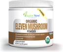 Organic 11 Houbový prášek - USDA Certified - Lion 's Mane, Reishi, Cordyceps, Maitake, Shiitake, Turkey Tail, Chaga, Zhering, Wood Ear, Poria Cocos, Hime- Matsutake - Imunity & Energy, No Filler