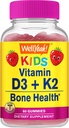 WellYeah Vitamin D3 + K2 pro děti Gummies - Vitamin D3 1000 IU, K2 100 MCG - Podpora zdraví kostí a svalů, přírodní aroma, GMO zdarma, gluten zdarma, Vegan - K2 D3 vitamin- 60 Gummies