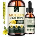 (2 Pack) Mullein Drops for Lungs - Plíce Čistá a Respirační podpora, Výkonný 4 v 1 Mullein Leaf Extract s Elderberry, Marshmallow Root and Orange Peel for Bronchial Support, 1 Fl Oz