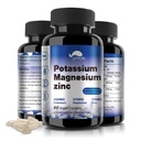 Draslík Magnesium dodatek 1000mg, hořčík Zink draselný pro nohy křeče, vysoká absorpce komplex hořčíku, vegan (60 kapslí)