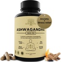 Organic Ashwagandha Root & Irish Sea Moss - 3,600 mg Ashwagandha dodatek s Black Seed Oil, & Burdock Root - Bylinný dodatek pro energii, Stress Relief, Extra síla, 60 Caps
