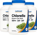 Nutricost Chlorella Kapsle (3 Lahvičky) 500mg, 240 Kapsle