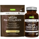 Vegan Vanilla Kolagen Protein Powder & Vegan Omega33 Bundle, Kompletní Collagen zvyšující vzorec & Udržitelné řasy Oil 1340mg, Igennus