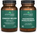 Prominentní výživa Cognitive Health Support Bundle - Ginkgo Biloba dodatek a hořčík Bisglycinát dodatek