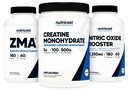 Nutricost Creatine 500 Grams, Oxid dusnatý 180 Kapsle a ZMA 180 Kapsle Bundle