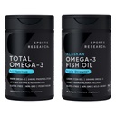 Sports Research ® Omega33 Fish Oil Bundle - Total Omega33 2200mg (Krill, Salmon & Pollock) + Triple Strength Fish Oil 1250mg - High EPA & DHA Dodatek