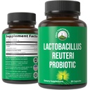 Lactobacillus Reuteri 50 Billion CFU Probiotika s klinicky studovaným PreticX ® XOS Prebiotic - Probiotické kapsle dodatek pro Gut zdraví a stravitelné podpory - USA Testováno pro obě ženy a muže