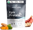 Sprout Living, Epic Protein, Plant Based Protein & Superfoods Powder, Real Sport 124; 24 Grams Organic Protein Powder, Recovery, Vegan, Non Dairy, Non- GMO, Gluten Free, Nízký cukr (1 libra, 12 Služení)