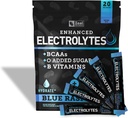 Vylepšený Electrolyte Powder Stick Packs (Blue Malina 124; 20 Packets) w / 0 Cukr + BCAA + B-Vitamíny Electrolyte Supplement w Draslík Zinek & hořčík pro hydrataci - Keto Electrolytes