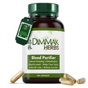 Dimmak Byliny Certified Organic Blood Čistič pro vnitřní čištění a detoxikaci + Výhody Játra a ledviny Funkce 124; Laboratoř Testovaný Bylinný dodatek 100 Kapsle