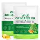 Olej Oregano Softgels 6000mg, 2 v 1 Vyrobeno s černým semenným olejem 200mg, Imunitní podpora, Oregano Oil Kapsle organické, přírodní doplněk obrany, Non- GMO, Snadno polykat, 240 Softgels