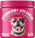 Cranberry UTI Žvýkačky pro psy Podpora močového měchýře + D- Mannose podporuje ledvinové močové trakt a močové měchýře zdraví přírodní brusinky Wellness doplněk imunitní systém Booster přírodní Pet Antioxidant 120 Žvýkačky
