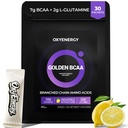 OxyEnergy BCAA 2: 1: 1 Prášek, 7g BCAA a 2g L-glutaminu, Taurin pro svalovou obnovu, zvýšená endurance, Perfektní Amino Aicds pro Pre & Post Recovery, Cukr zdarma, Lemon, 30 Stick Pack